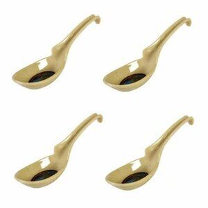 (Green) Set of 4 Chinese Japanese Plastic Wonton Soup Spoons w/Hook